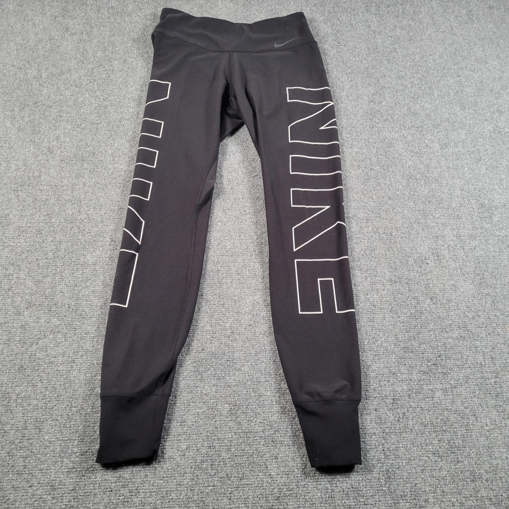 Nike Leggings Womens Small Black Dri-Fit Legend Ankle Logo Graphic Training Yoga